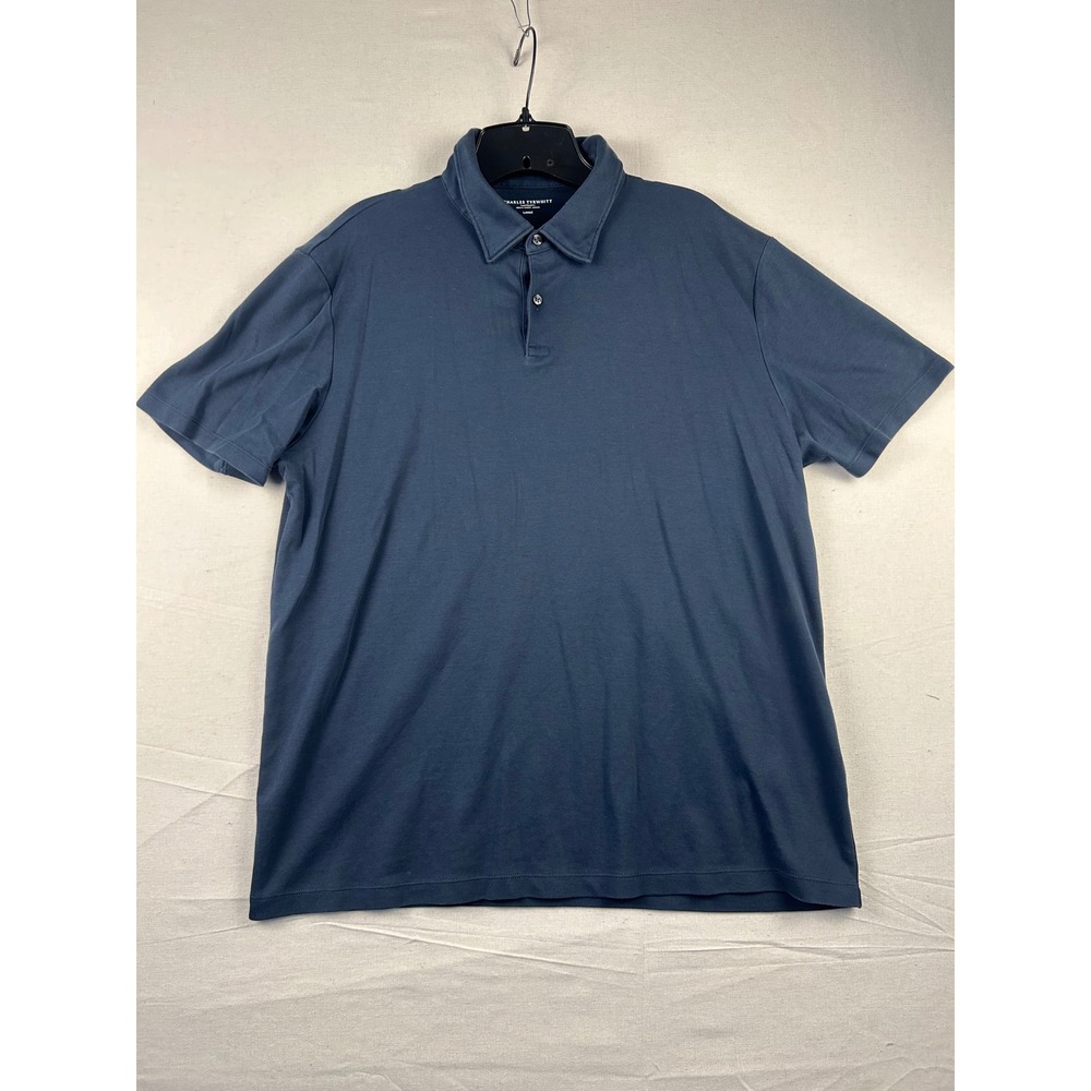 Charles Tyrwhitt Mens Large Navy Blue 100% Cotton Short Sleeve Polo Shirt